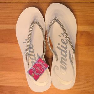 Candie's White Wedge Flip Flops